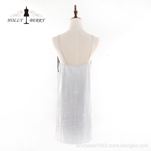 Fashion Women Sleeveless V-neck Soft Suspender Lace Dress